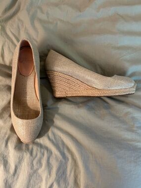 J. Crew Natural Linen Espadrille Wedge Pumps